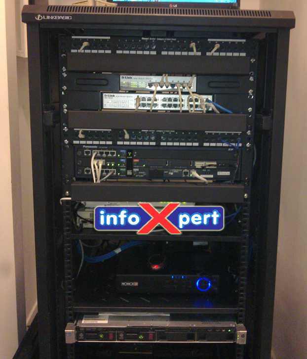 INFOEXPERT Τελική μορφή Rack: Server, Patch Panel, Switch, Τηλ.κέντρο, Router
